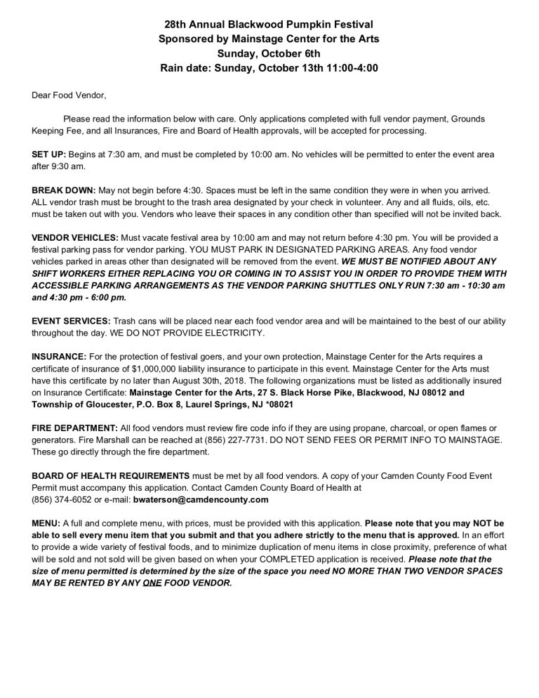 Festival Food Vendor Application2 Mainstage Center for the Arts